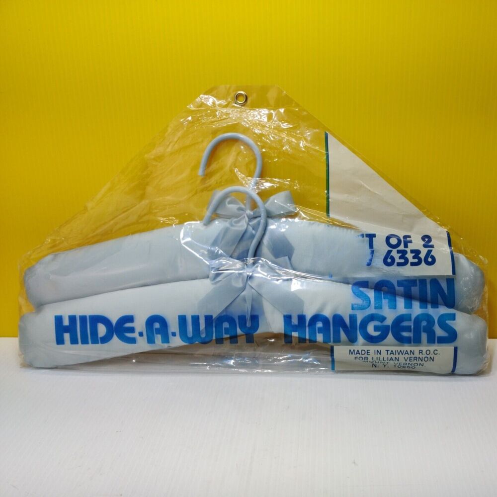 Vintage Set of 2 Satin Hide-Away Clothes Hanger 6336 hide a way